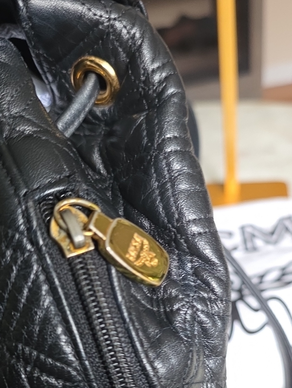 MCM Quilted Leather Black Backpack with Gold Hardware & Dustbag - Picture 11 of 16